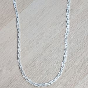 Sterling Diamond Cut Braided Herringbone Necklace